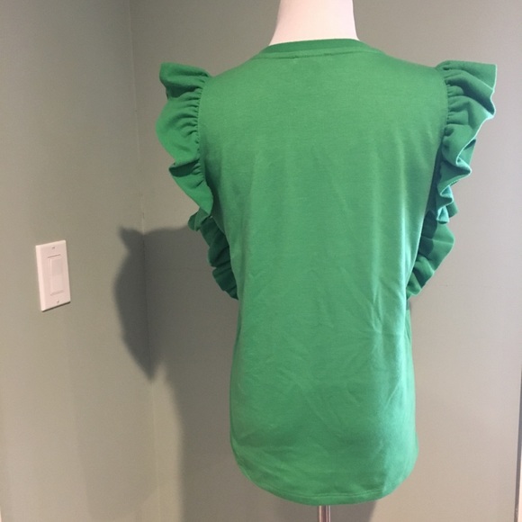 NWOT Drew XS Kelly Green Ruffle Top - Picture 4 of 6